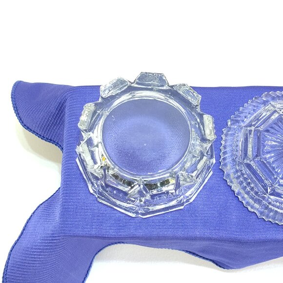 L.E. Smith Trinket Powder Box Pressed Glass Octagonal Design Clear Glass Vintage - Picture 7 of 13